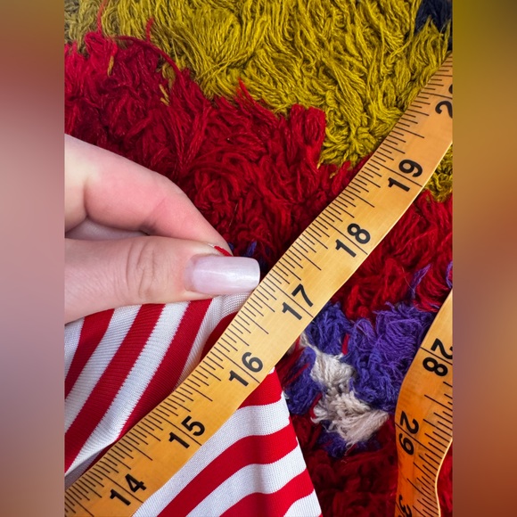 90s Vintage Bisou Bisou Red & White Horizontal Stripe Body Con Dress - Picture 9 of 12